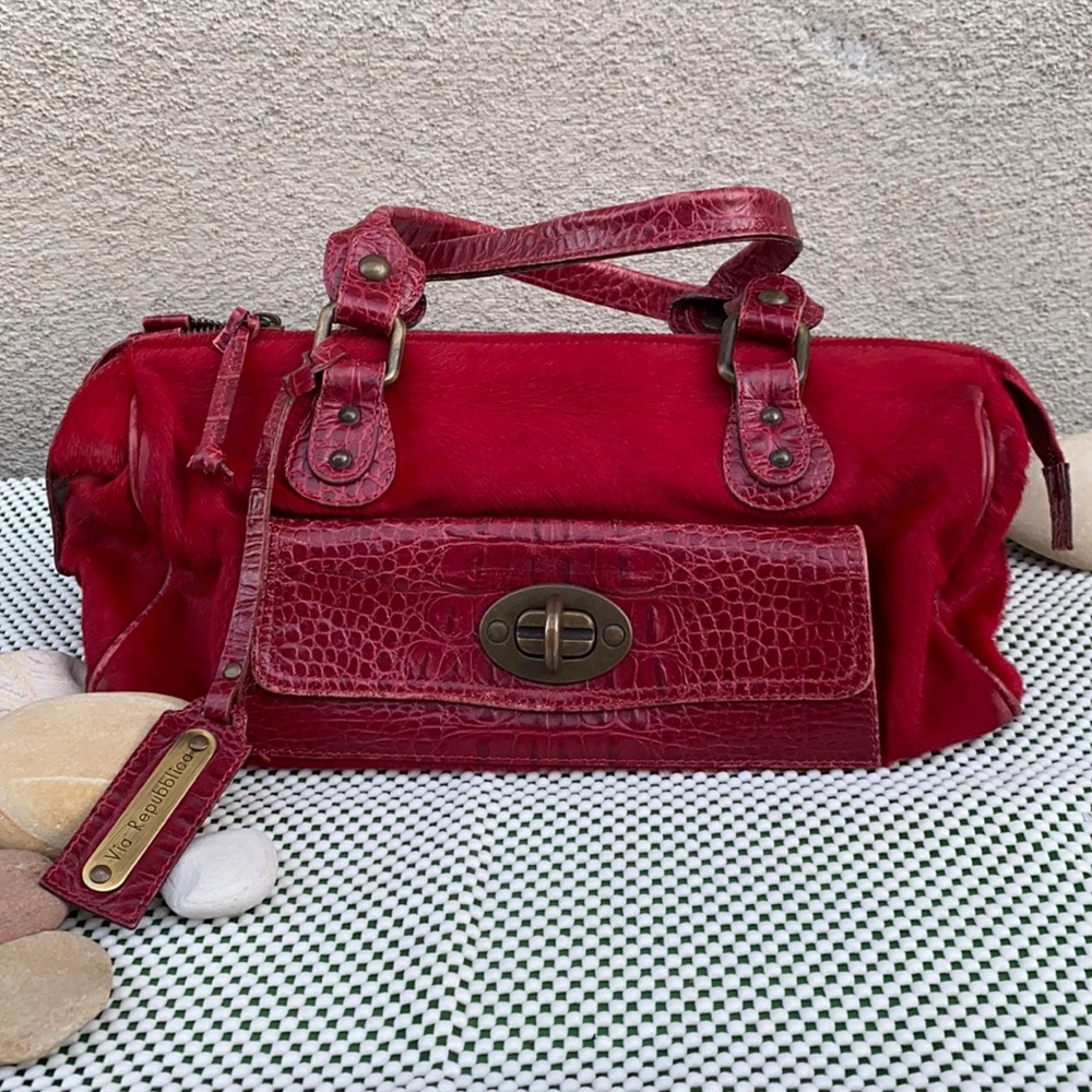 Red Leather Shoulder Bag